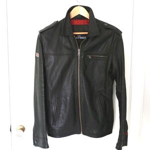 Mens Superdry Black Leather Jacket M